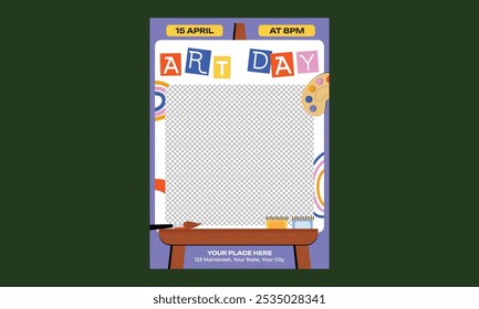 Dia Mundial da Arte. Design de ilustração vetorial para Poster, Banner, Flyer, Greeting, Card, Post, Cover.
