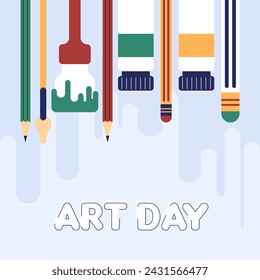 World art day illustration background. Flat colorful world art day illustration