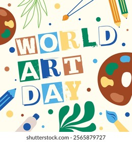 World art day illustration. Flat background illustration of world art day