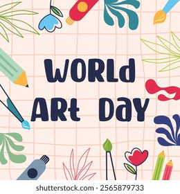 World art day illustration. Flat background illustration of world art day