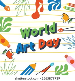 World art day illustration. Flat background illustration of world art day