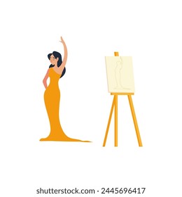 world art day painting artist vector pose vector
