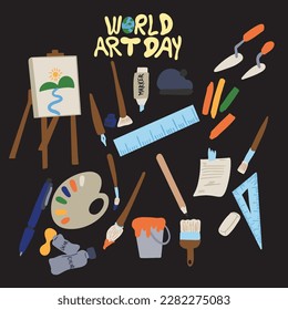 World Art day, painting sets ,good for graphic design resource for world art day events