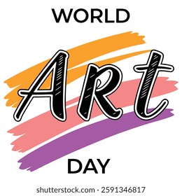 World Art Day Palette with Paintbrush and Colorful Paints.