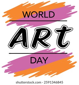 World Art Day Palette with Paintbrush and Colorful Paints.