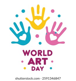 World Art Day Palette with Paintbrush and Colorful Paints.