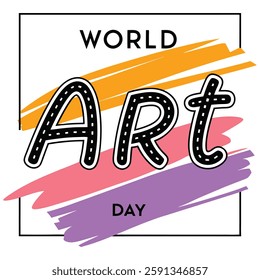 World Art Day Palette with Paintbrush and Colorful Paints.