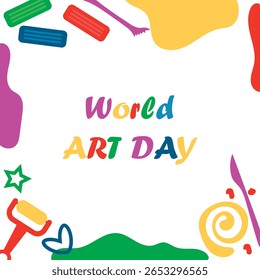 World Art Day Poster. Colorful vector plasticine illustration for World Art Day