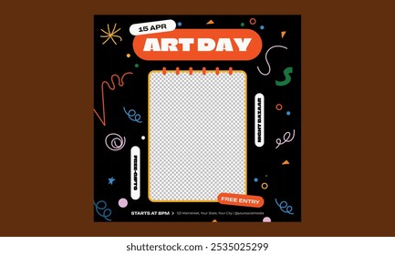 World Art Day Socials Media. Vector illustration design for Poster, Banner, Flyer, Greeting, Card, Post, Cover.