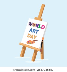 World art day text color palette and brush on easel illustration design.