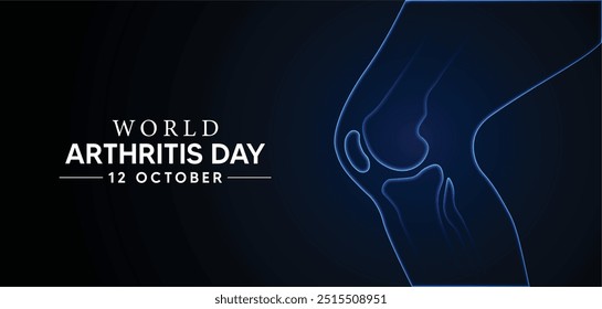 World Arthritis Day 12 October glowing joint knee bone vector poster