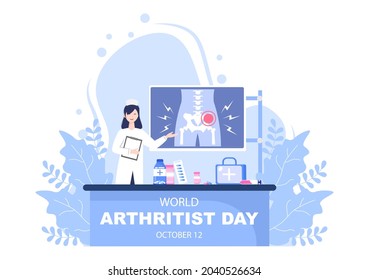 World arthritis day Background Which is Celebrated on October 12. Medical Treat Rheumatism, Osteoarthritis, X Ray Scan and Bone Health for Poster Vector Illustration 