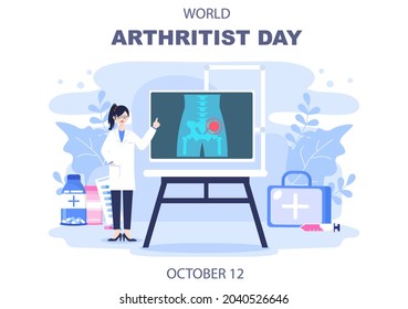 World arthritis day Background Which is Celebrated on October 12. Medical Treat Rheumatism, Osteoarthritis, X Ray Scan and Bone Health for Poster Vector Illustration 