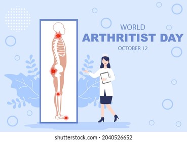 World arthritis day Background Which is Celebrated on October 12. Medical Treat Rheumatism, Osteoarthritis, X Ray Scan and Bone Health for Poster Vector Illustration 
