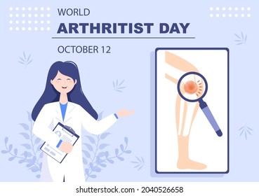 World arthritis day Background Which is Celebrated on October 12. Medical Treat Rheumatism, Osteoarthritis, X Ray Scan and Bone Health for Poster Vector Illustration 