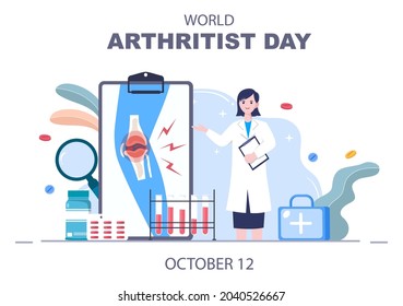 World arthritis day Background Which is Celebrated on October 12. Medical Treat Rheumatism, Osteoarthritis, X Ray Scan and Bone Health for Poster Vector Illustration 