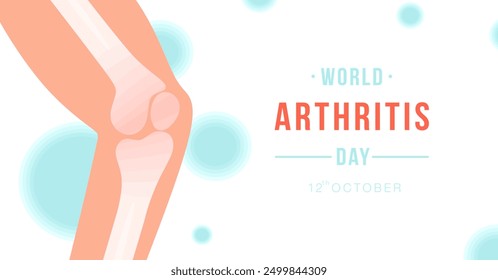 World Arthritis Day horizontal banner design template for card, poster with text inscription. October 12. Holiday and celebration concept isolated on white background. Colored flat vector illustration