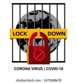 World asia continent globe barred and lock up illustration vector