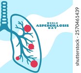 World Aspergillosis Day to celebrate on February 1st. Illustration of lungs infected with fungus on white background. Health event banner