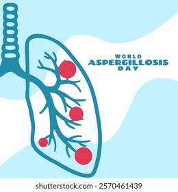 World Aspergillosis Day to celebrate on February 1st. Illustration of lungs infected with fungus on white background. Health event banner