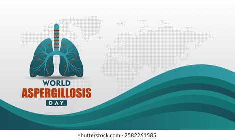 World aspergillosis day. With ribbons and human lungs. Template design for banner, greeting card, poster, print, social media post, flyer, background