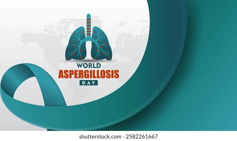 World aspergillosis day. With ribbons and human lungs. Template design for banner, greeting card, poster, print, social media post, flyer, background