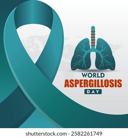 World aspergillosis day. With ribbons and human lungs. Template design for banner, greeting card, poster, print, social media post, flyer, background