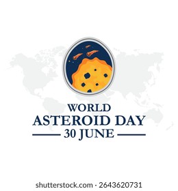 world Asteroid day 30 June burning asteroid in space vector poster. International Asteroid Day typography on white background. Asteroid symbol. 