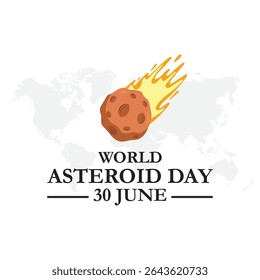 world Asteroid day 30 June burning asteroid in space vector poster. International Asteroid Day typography on white background. Asteroid symbol. 