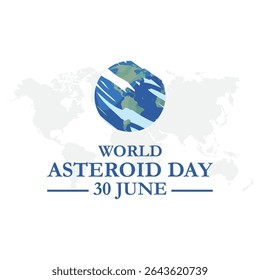 world Asteroid day 30 June burning asteroid in space vector poster. International Asteroid Day typography on white background. Asteroid symbol. 