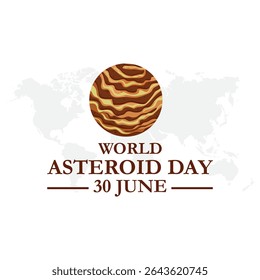 world Asteroid day 30 June burning asteroid in space vector poster. International Asteroid Day typography on white background. Asteroid symbol. 