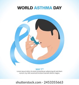 World Asthma Day background with asthmatic and inhaler