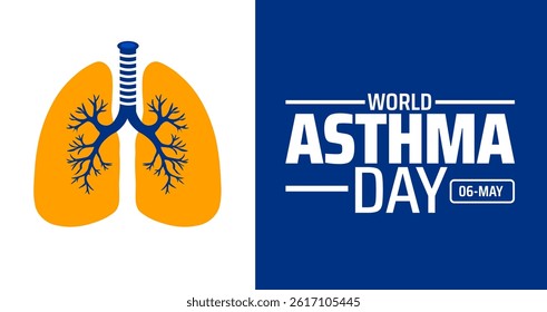world asthma day background banner or poster design template. observed every year in May. Holiday concept. Use to any Template, card, poster, placard, template.