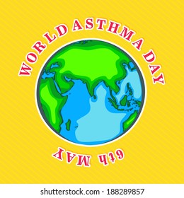 WeltAsthma-Tag-Konzept mit globalem und stylischem Text auf gelbem Hintergrund. 