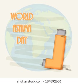 World Asthma Day concept with asthma inhaler with globe and stylish text. 