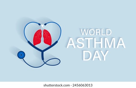 World Asthma Day health awareness vector illustration. Disease prevention vector template for banner, card, background.