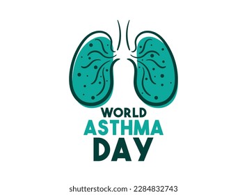 World Asthma Day. Held on the first Tuesday in May. Lungs icon. Line. Doodle. Abstract. Poster, banner, card, background. Eps 10.