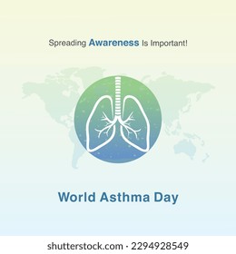 World Asthma Day, May 2nd, Spreading Awareness is Important, Social Media Post Vector Template