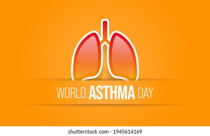 El Día Mundial del Asma se celebra cada año en mayo. es una enfermedad que afecta a los pulmones. Es una de las enfermedades más comunes a largo plazo para los niños, pero los adultos también pueden tener asma. Ilustración vectorial.