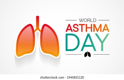 World Asthma day is observed each year in May. it is a disease that affects the lungs. It is one of the most common long-term diseases of children, but adults can have asthma too. Vector illustration.