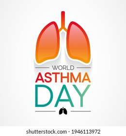 World Asthma day is observed each year in May. it is a disease that affects the lungs. It is one of the most common long-term diseases of children, but adults can have asthma too. Vector illustration.