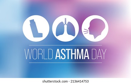 World Asthma day is observed each year in May. it is a disease that affects the lungs. It is one of the most common long-term diseases of children, but adults can have asthma too. Vector illustration