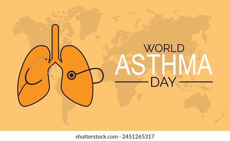 World Asthma Day observed every year in May. Template for background, banner, card, poster with text inscription.