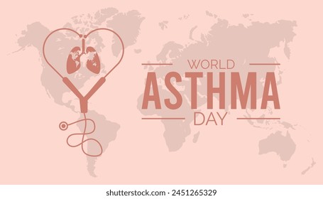 World Asthma Day observed every year in May. Template for background, banner, card, poster with text inscription.