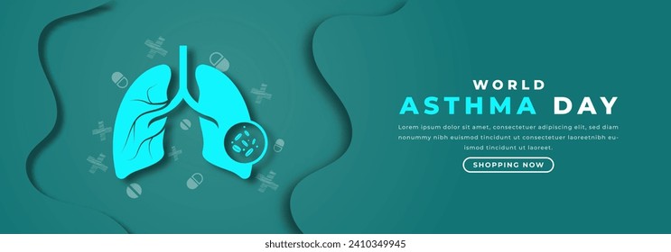 World Asthma Day Paper cut style Vector Design Illustration for Background, Poster, Banner, Advertising, Greeting Card
