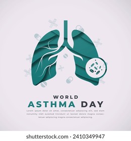 World Asthma Day Paper cut style Vector Design Illustration for Background, Poster, Banner, Advertising, Greeting Card