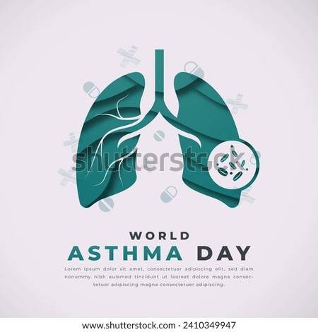 World Asthma Day Paper cut style Vector Design Illustration for Background, Poster, Banner, Advertising, Greeting Card