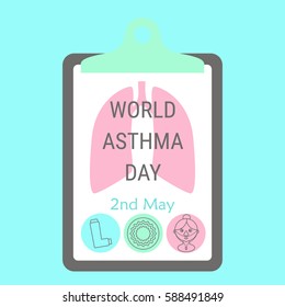 World asthma day sign. Stock vector illustration for medical campaign against respiratory disease on 2 May.