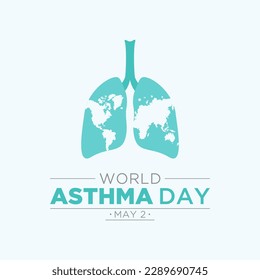 World asthma day. Vector illustration of world asthma day awareness poster with healthy lungs and inhaler.