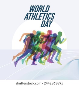 Plantilla de diseño del Día Mundial del Atletismo buena para el uso de la celebración. plantilla de diseño atlético. diseño plano. vector eps 10,